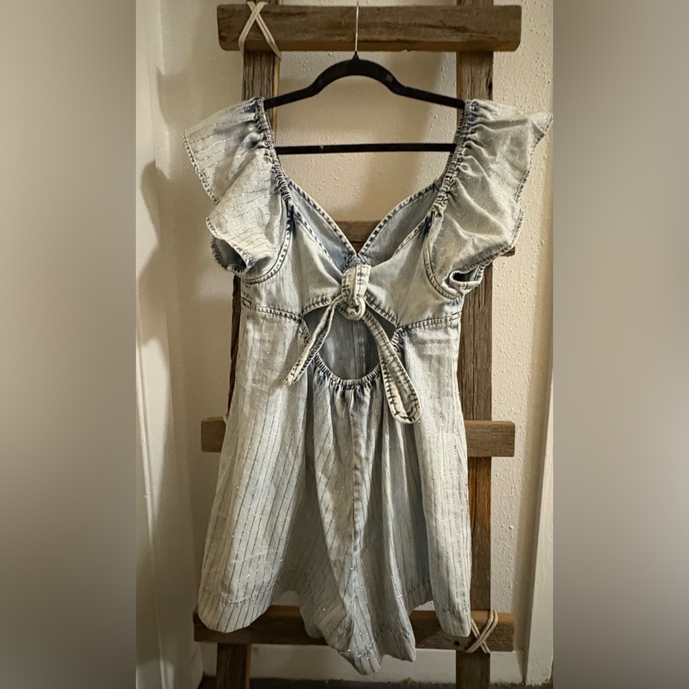 Denim Rhinestone Romper - Picture 2 of 5